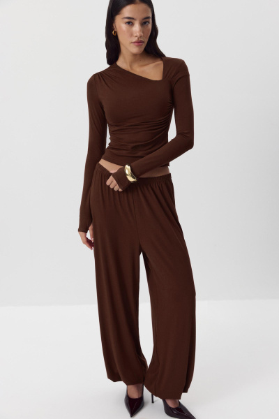 Джоггеры из вискозы (горький шоколад) (XS/S) 