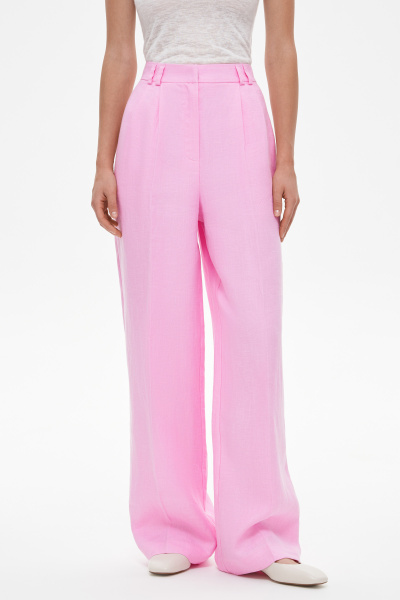 Брюки из льняной ткани (S, розовый) 2128