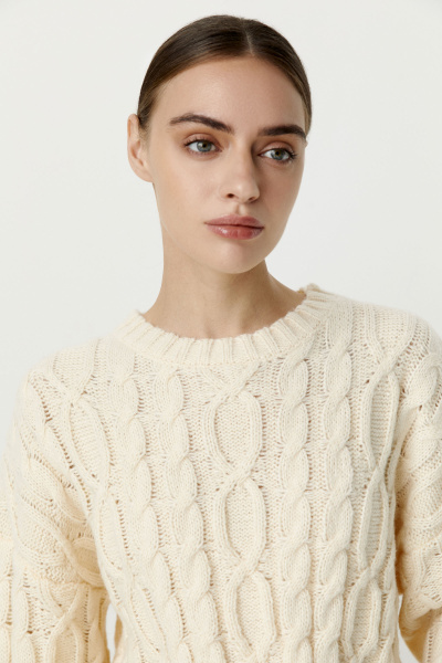 Джемпер с косами базовый (кремовый) (XS)