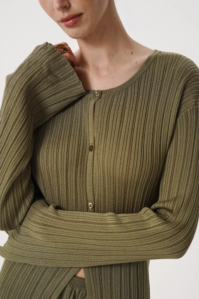 Кардиган макси из лиоцелла и шерсти (жженая олива) (one size) 
