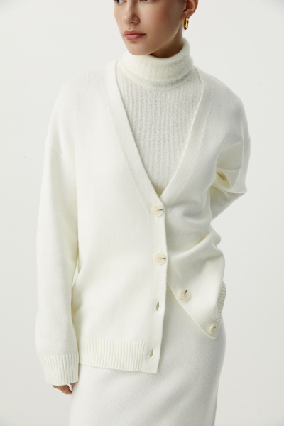 Кардиган удлиненный базовый (молочный) (M/L) 