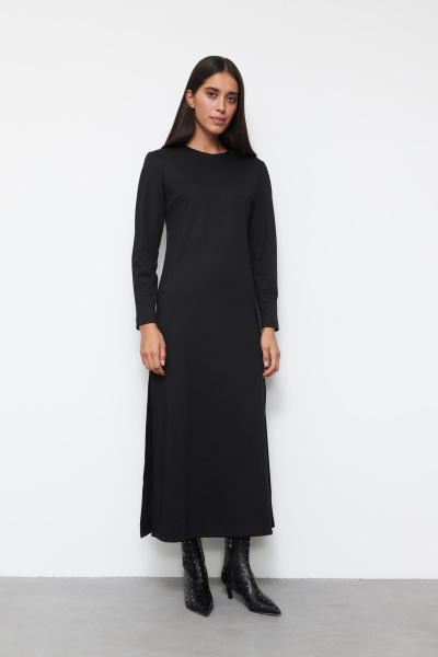 Платье макси из джерси (XS, черный) 