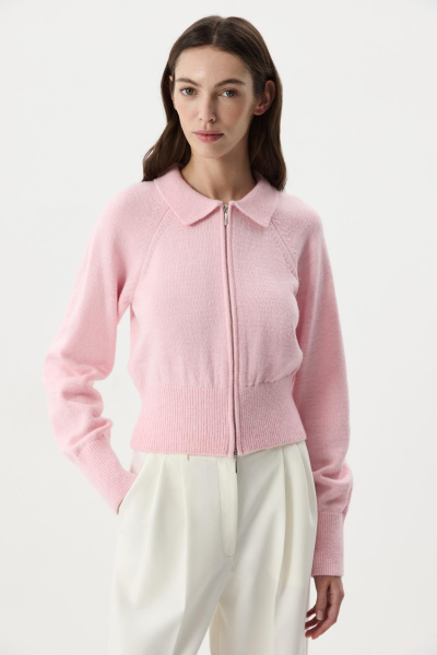 Кардиган на молнии  с шерстью альпаки  (Розовый) (M) 