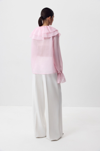 Блуза с воланами из тенсела (розовый) (M) 
