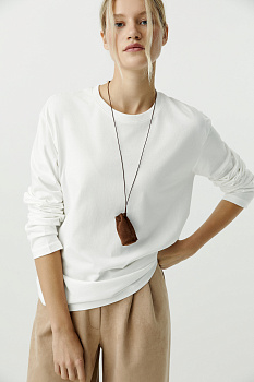 Лонгслив базовый из хлопка (белый)