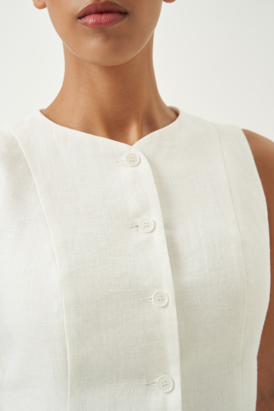 Жилет удлиненный изо льна (молочный) (M) 