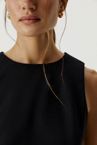 Платье-футляр без рукавов (черный) (XS) 