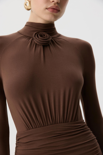 Платье мини с декоративной розой (Шоколадный) (M) 