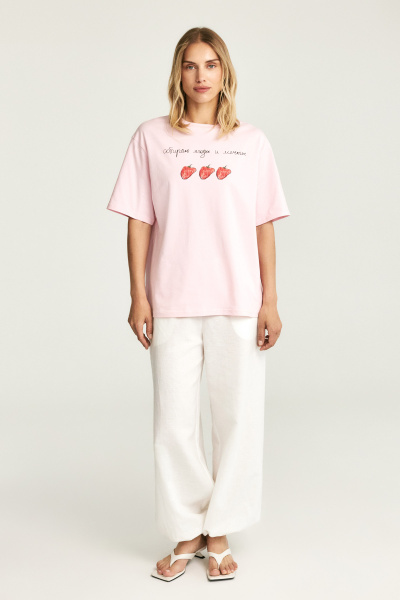 Футболка с принтом BERRIES (светло-розовый) (one size) 