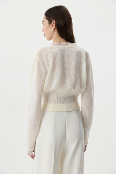 Кардиган с кружевом (Молочный) (XS) 