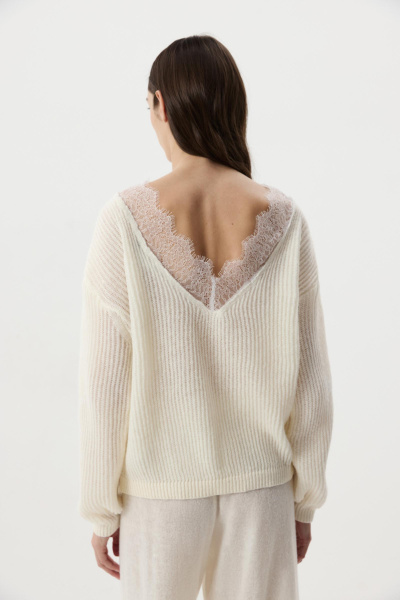 Джемпер с кружевом (Молочный) (XS/S) 