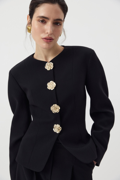 Жакет О-силуэта приталенный  (Черный) (M) 