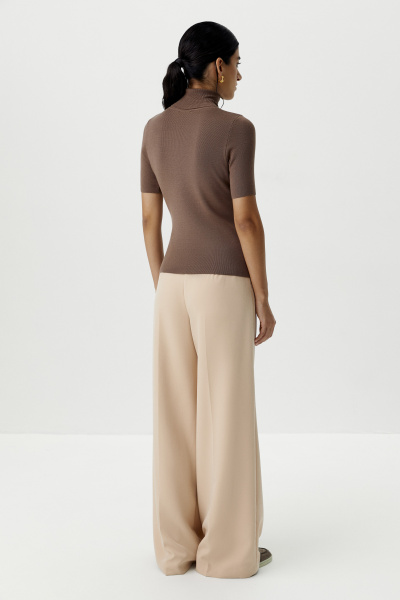 Футболка вязаная с воротником-стойкой (какао) (L) 