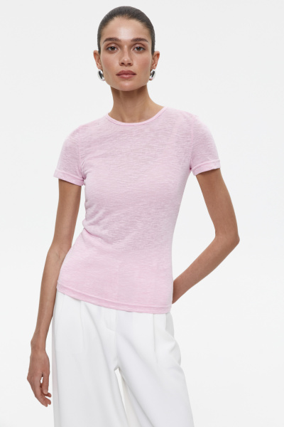 Футболка из полупрозрачного трикотажа (L, розовый) 2128