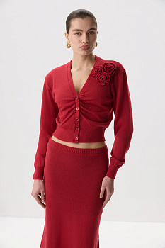 Кардиган с декоративной сборкой (винный)