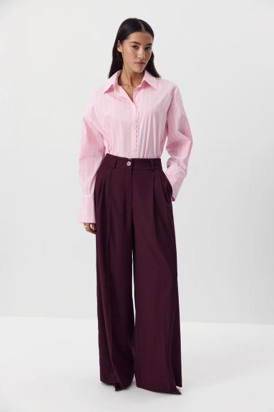 Рубашка в полоску с кружевной отделкой (розовый) (M/L) 