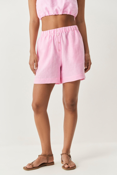 Шорты с пуговицами изо льна (розовый) (M) 