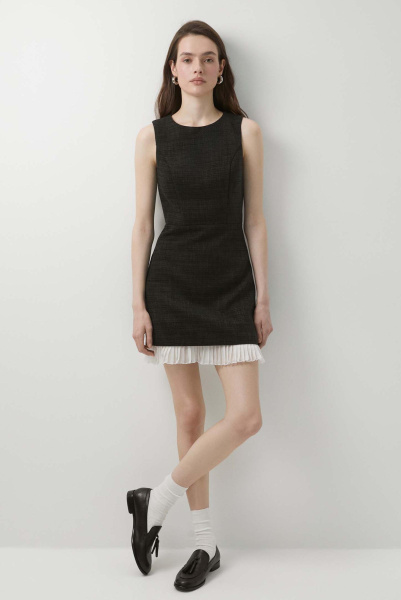 Платье из твида силуэтное (черный) (XS)