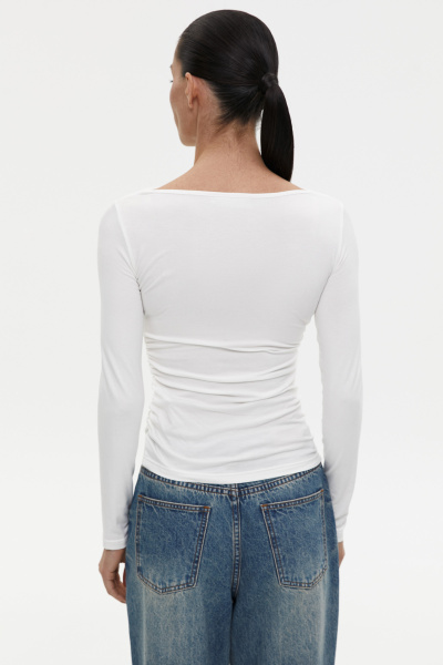 Лонгслив со сборкой из вискозы (молочный) (L) 