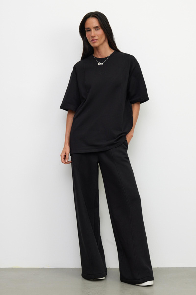 Футболка с рельефными швами (one size, черный) 