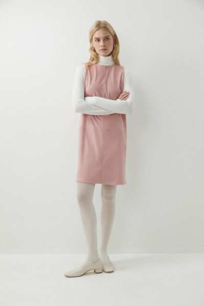 Платье мини прямое из замши (розовый) (XS)