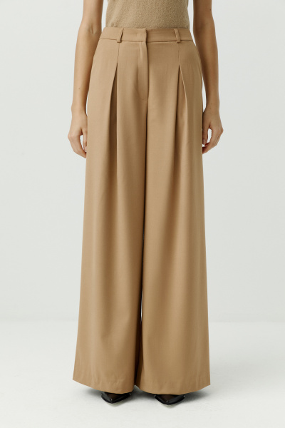 Брюки палаццо с глубокими складками (светло-коричневый) (XS) 