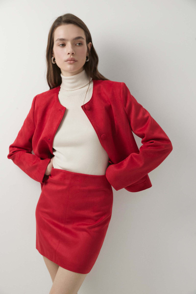 Юбка мини из замши (красный) (M) 