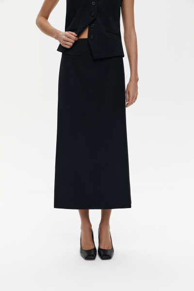 Юбка макси из костюмной ткани (XXS, черный) 