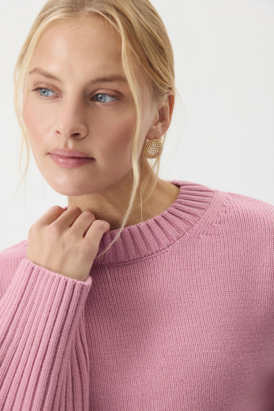 Джемпер из шерсти мериноса с круглым вырезом  (Розовый) (one size) 