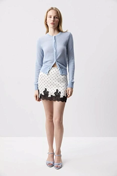 Юбка мини с кружевом (Горох на молочном)