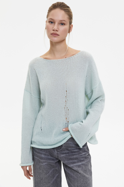 Джемпер оверсайз с гранжевым эффектом (XS/S, оливковый) 