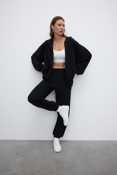 Джоггеры на резинке (XS/S, черный) 