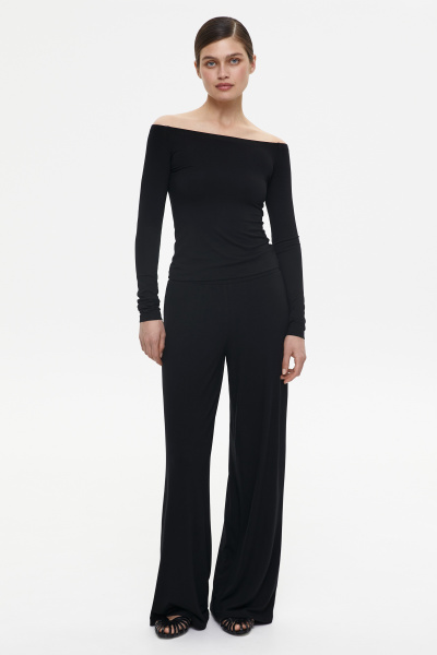 Брюки широкие из вискозы (XS, черный) 