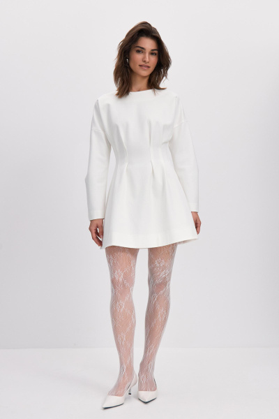 Платье мини приталенного силуэта (молочный) (M) 