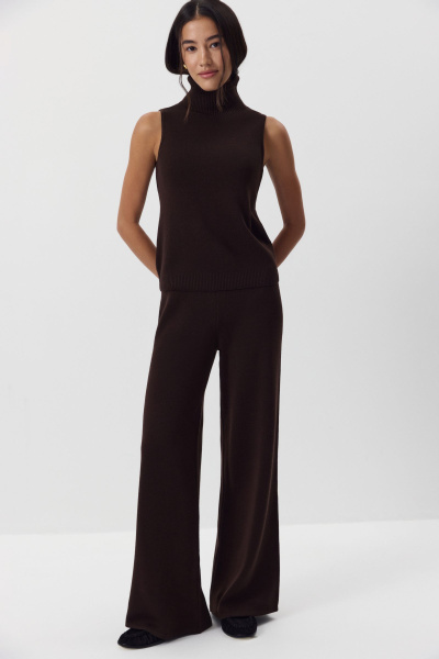 Брюки вязаные с шерстью (шоколадный) (M) 