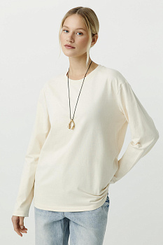 Лонгслив базовый из хлопка (кремовый)