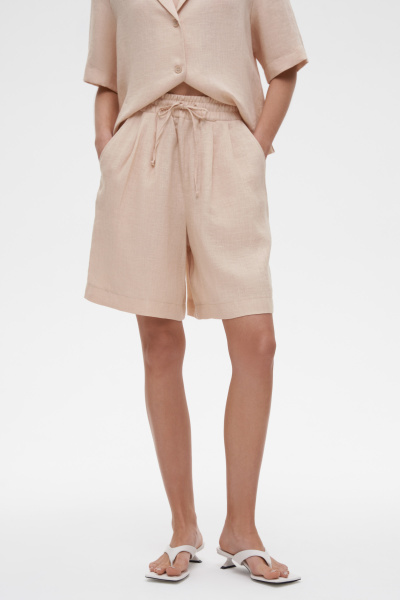 Шорты на резинке изо льна (XS/S, бежевый) 2183