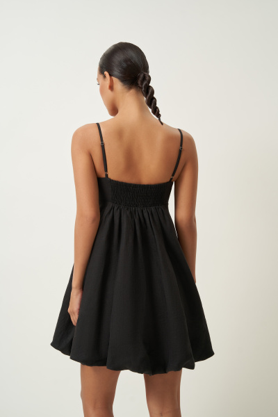 Платье баллон на лямках (черный) (XS)