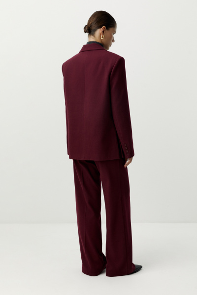 Пиджак оверсайз с боковыми разрезами из костюмной ткани (винный) (XS) 