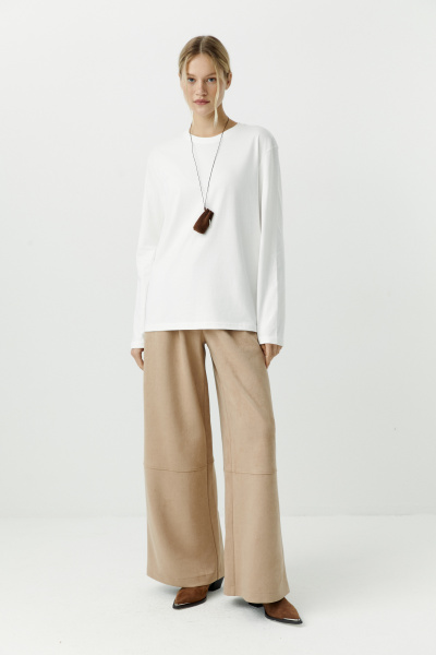 Лонгслив базовый из хлопка (белый) (L) 