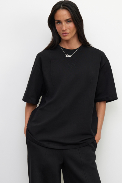 Футболка с рельефными швами (one size, черный) 