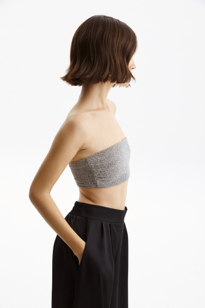 Топ-бандо из ткани с люрексом (XS, серый)