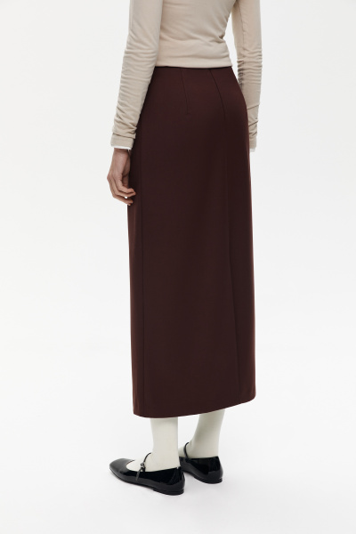Юбка макси из костюмной ткани (XXS, шоколадный)