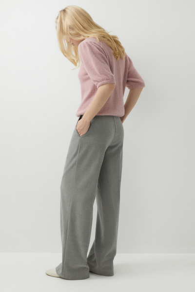 Брюки с заниженной талией из костюмной ткани (серый меланж) (L) 