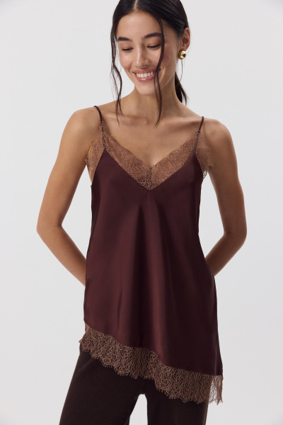 Топ с кружевом (Шоколадный) (M) 