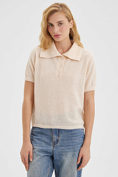 Поло ажурной вязки (кремовый)