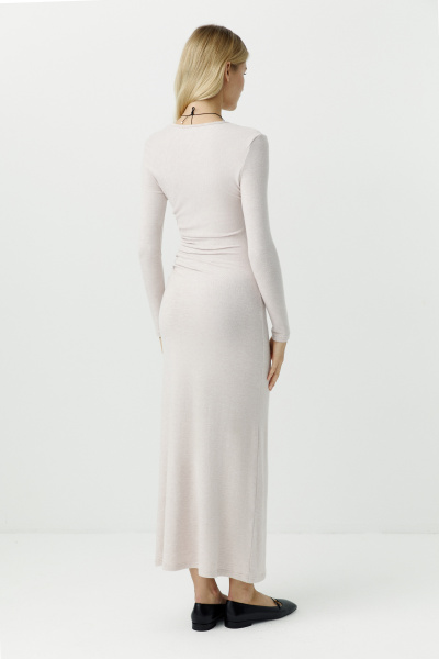 Платье со сборками из мягкого трикотажа (светло-бежевый) (M) 