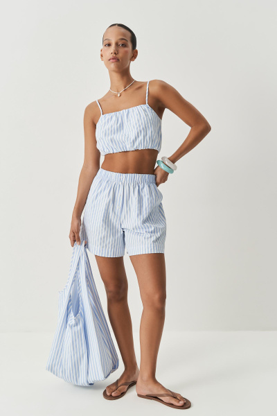 Сумка-тоут в полоску (голубой) (one size) 