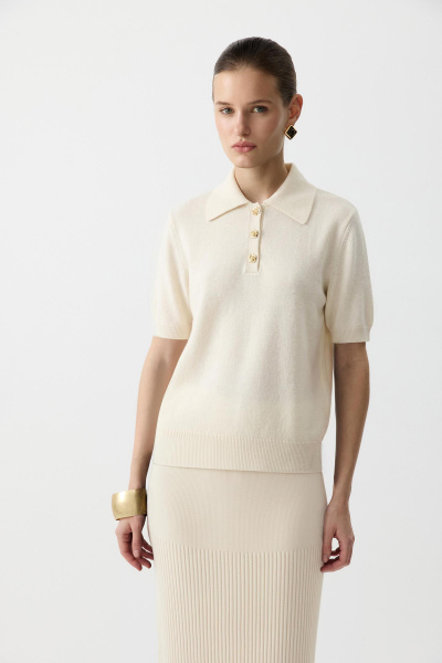 Футболка-поло вязаная (Молочный) (XS) 