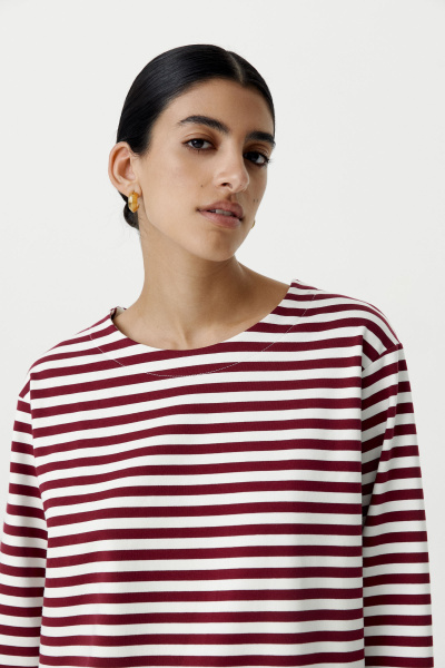 Лонгслив в полоску (молочный / бордовый) (XS/S) 
